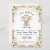 Sweet Little Peanut Elephant Floral Baby shower Kaart (Voorkant)