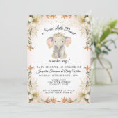 Sweet Little Peanut Elephant Floral Baby shower Kaart (Staand voorkant)