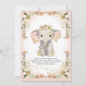 Sweet Little Peanut Elephant Floral Baby shower Kaart (Achterkant)