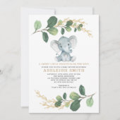 Sweet Little Peanut Greenery Elephant Baby shower Kaart (Voorkant)