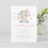 Sweet Little Peanut Pink Elephant Baby Showe Kaart (Staand voorkant)