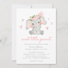 Sweet Little Peanut Pink Elephant Baby Showe Kaart