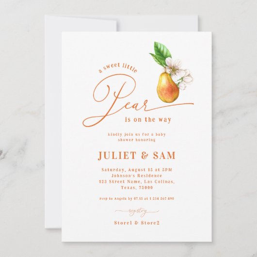 Sweet Little Pear geslachtsneutraal Baby shower Kaart (Voorkant)