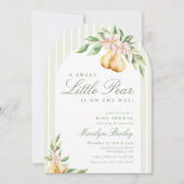 Sweet Little Pear Stripe Pastelgroen Baby shower Kaart (Voorkant)