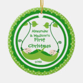 Sweet Little Peas Twin's First Kerstornament Keramisch Ornament (Voorkant)