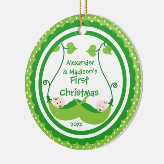 Sweet Little Peas Twin's First Kerstornament Keramisch Ornament (Links)