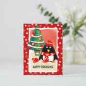 Sweet Little Penguin Kerstmis Feestdagenkaart (Staand voorkant)