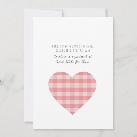 Sweet Little Pie Handgeschreven Meisjes Baby showe Kaart (Achterkant)