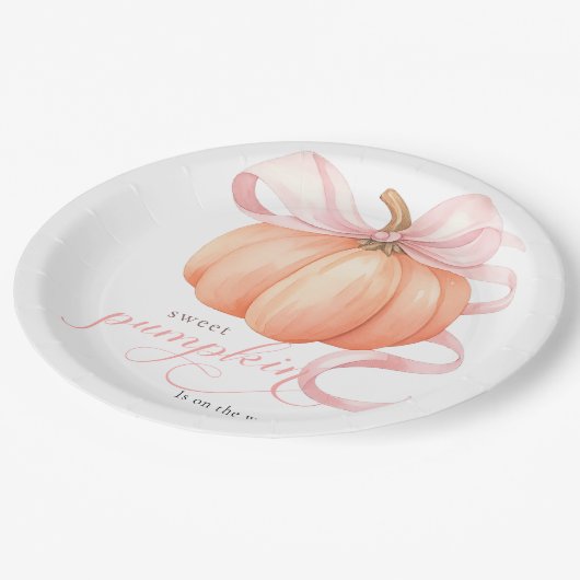 Sweet Little pompoen roze boog is op de weg Papieren Bordje (Gekanteld)