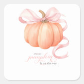 Sweet Little pompoen roze boog is op de weg Vierkante Sticker (Voorkant)