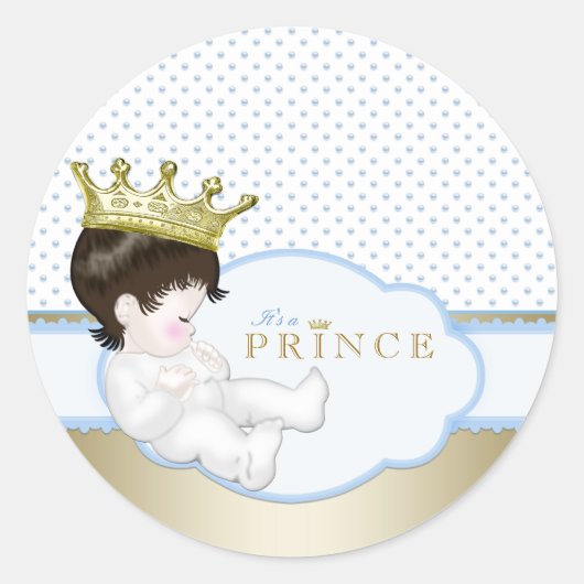 Sweet Little Prince Baby shower Ronde Sticker (Voorkant)