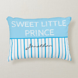 Sweet Little Prince Blue White Stripes Naam Accent Kussen