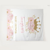Sweet Little Princess Blush Floral Gold Crown Baby Wandkleed (Voorkant (horizontaal))