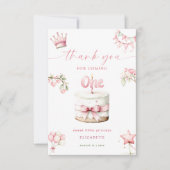 Sweet Little Princess Pink Cake 1st Birthday Bedankkaart (Voorkant)