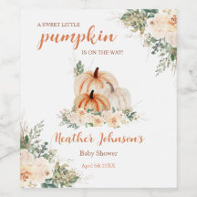 Sweet Little Pumpkin Autumn Baby shower Label