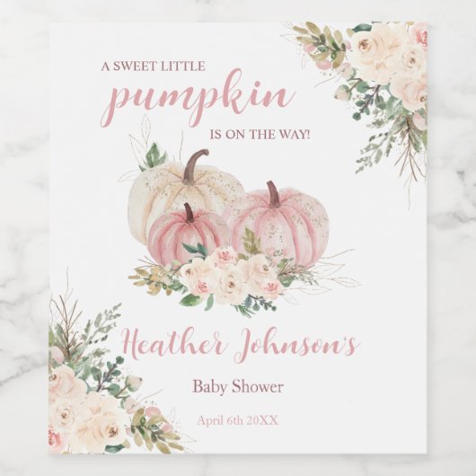 Sweet Little Pumpkin Autumn Baby shower Label Wijn Etiket (Enkel label)