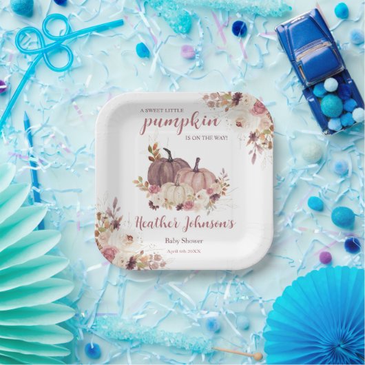 Sweet Little Pumpkin Autumn Baby shower Uitnodigin Papieren Bordje (Feest)