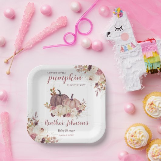 Sweet Little Pumpkin Autumn Baby shower Uitnodigin Papieren Bordje (Feest)