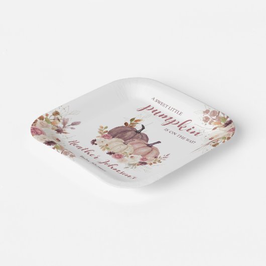 Sweet Little Pumpkin Autumn Baby shower Uitnodigin Papieren Bordje (Gebogen)