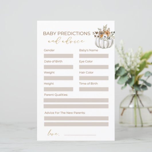 Sweet Little Pumpkin Baby shower advies Kaart (Staand voorkant)