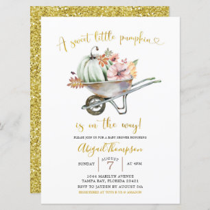 Sweet Little Pumpkin Baby shower Invitation Kaart
