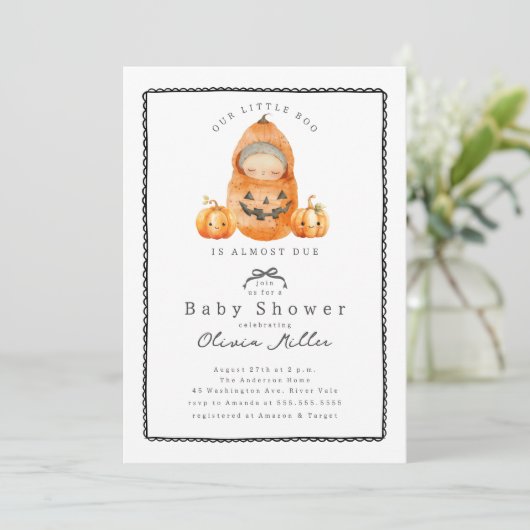 Sweet Little Pumpkin Baby shower Invitation Kaart (Staand voorkant)