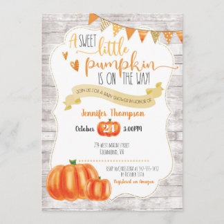 Sweet Little Pumpkin Baby shower Invitation Kaart