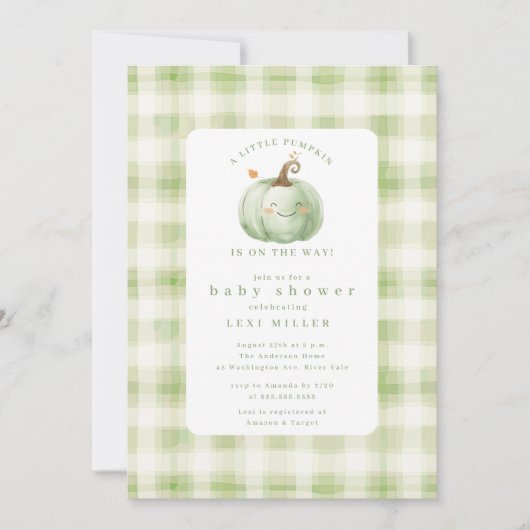 Sweet Little Pumpkin Baby shower Kaart (Voorkant)