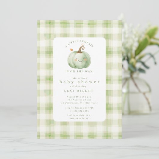 Sweet Little Pumpkin Baby shower Kaart (Staand voorkant)