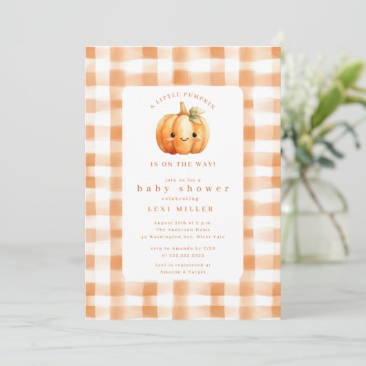 Sweet Little Pumpkin Baby shower Kaart (Staand voorkant)