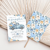 Sweet Little Pumpkin Blue Autumn Baby shower Kaart