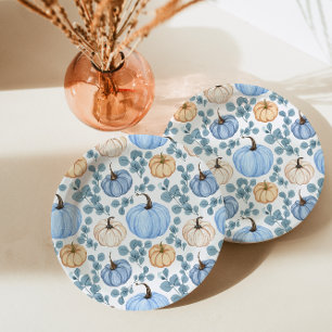 Sweet Little Pumpkin Blue Autumn Baby shower Papieren Bordje