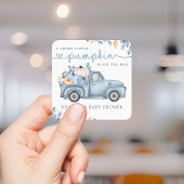 Sweet Little Pumpkin Blue Autumn Baby shower Vierkante Sticker