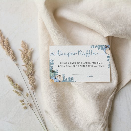 Sweet Little Pumpkin Blue Autumn Luier Raffle Informatiekaartje