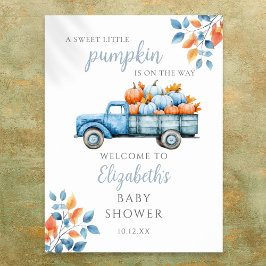 Sweet Little Pumpkin Blue Baby shower Welkomstbord Poster