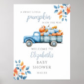 Sweet Little Pumpkin Blue Baby shower Welkomstbord Poster (Voorkant)