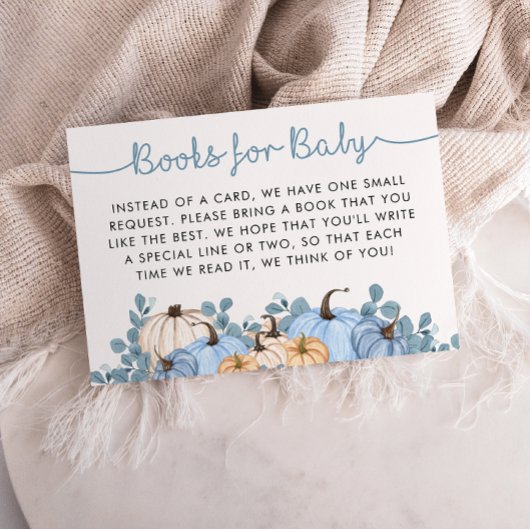 Sweet Little Pumpkin Blue Herfst Boeken voor Baby Informatiekaartje