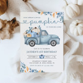 Sweet Little Pumpkin Blue Herfst Verjaardag Kaart