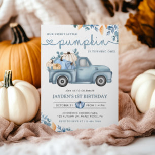 Sweet Little Pumpkin Blue Herfst Verjaardag Kaart