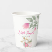 Sweet Little Pumpkin Blush Pink Gold White Floral Papieren Bekers (Achterkant)
