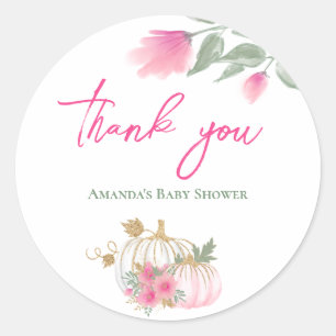 Sweet Little Pumpkin Blush Pink Gold White Floral Ronde Sticker