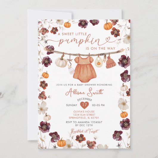 Sweet Little Pumpkin Boho Babykleding Baby shower Kaart (Voorkant)