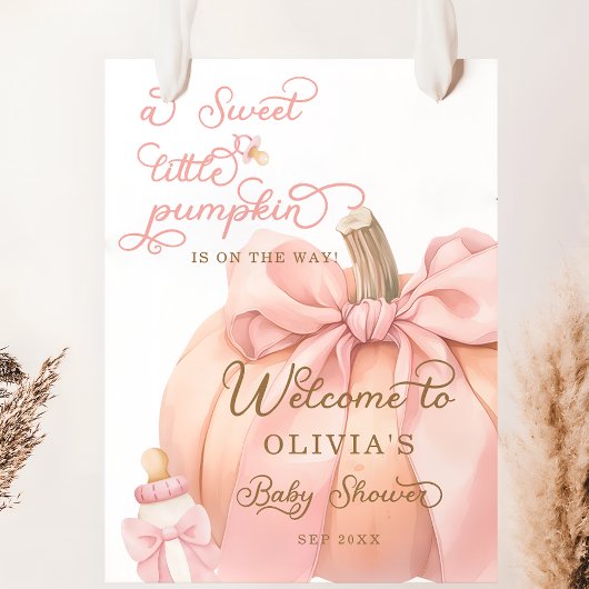 Sweet Little Pumpkin Bow Baby shower Welkom Poster