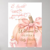 Sweet Little Pumpkin Bow Baby shower Welkom Poster (Voorkant)