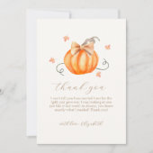 Sweet Little Pumpkin Bow Herfst Baby shower Bedankkaart (Voorkant)