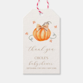 Sweet Little Pumpkin Bow Herfst Baby shower Cadeaulabel