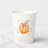 Sweet Little Pumpkin Bow Herfst Baby shower Papieren Bekers (Achterkant)