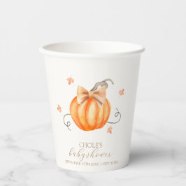 Sweet Little Pumpkin Bow Herfst Baby shower Papieren Bekers