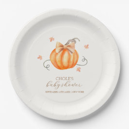 Sweet Little Pumpkin Bow Herfst Baby shower Papieren Bordje
