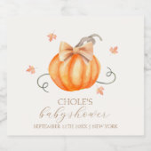 Sweet Little Pumpkin Bow Herfst Baby shower Sparkling Wijnetiket (Enkel label)